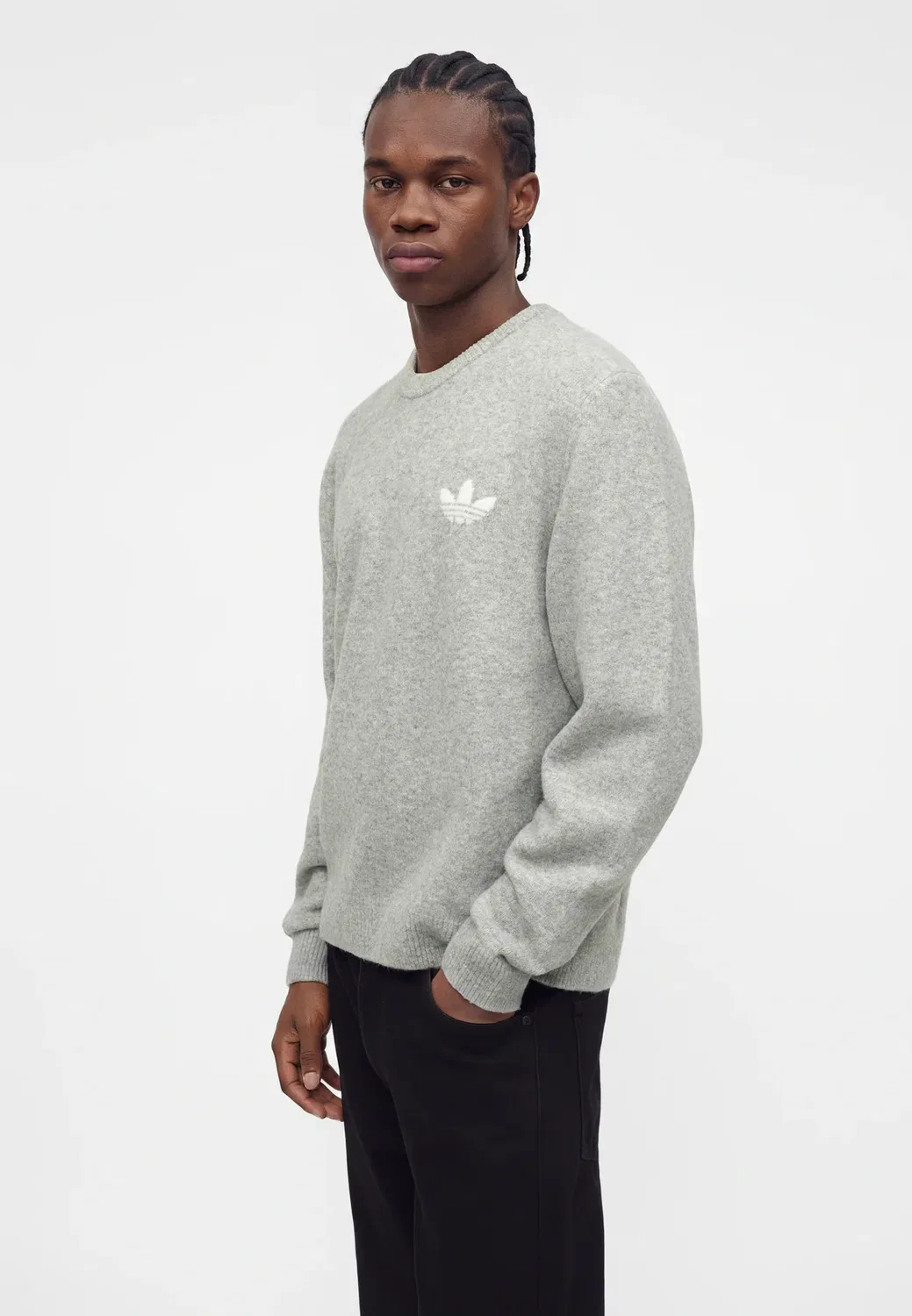 Вязаный свитер Essentials унисекс Adidas Originals, Medium Grey Heather — фото 4