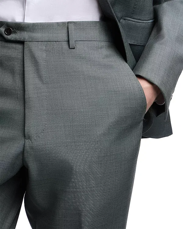 Мужской костюм из шерсти с принтом «елочка» M line Slim Fit Emporio Armani, зеленый — фото 4