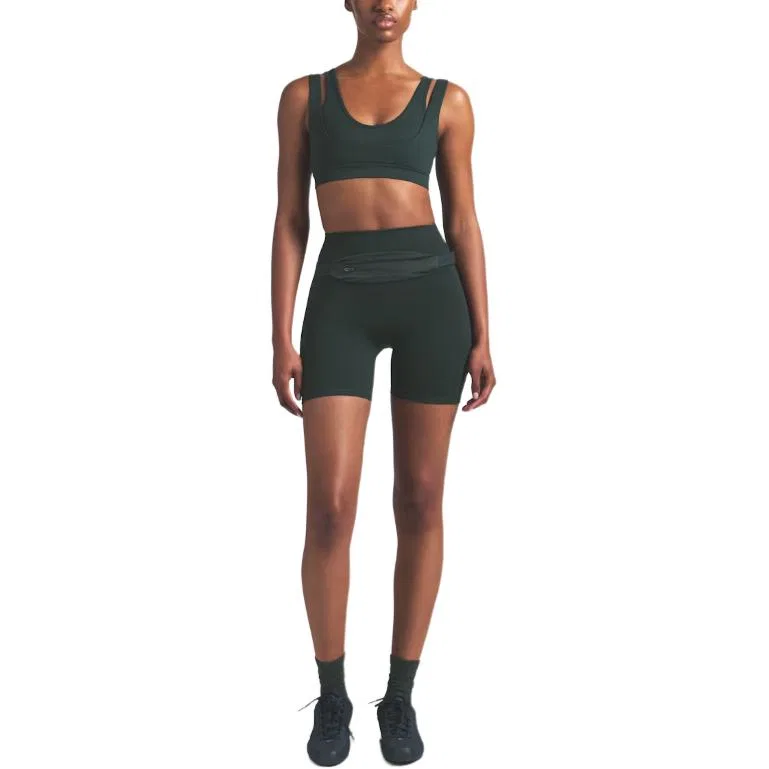 Женский спортивный бюстгальтер с двойными бретелями NikeSKIMS Matte, NSKM Dark Blue Green — фото 4