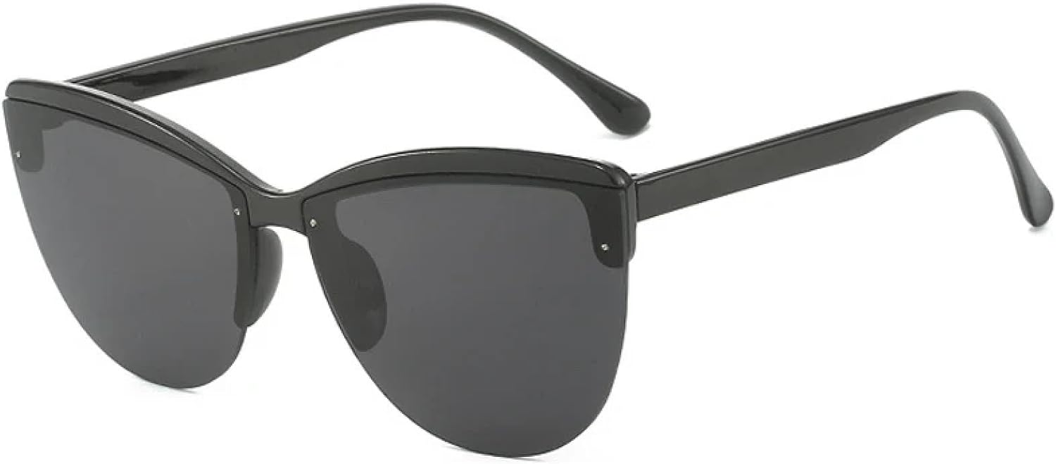 

Солнцезащитные очки «кошачий глаз» в полуободковой оправе для женщин и мужчин, классические, для активного отдыха, вождения, летних путешествий, с защитой от УФ-излучения UV400 TKKTLLT, Black Gray