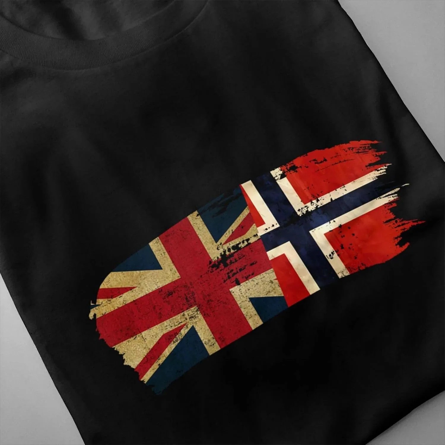 Мужская футболка с принтом Norwegian America Flag, Soft Fit, Black — фото 4