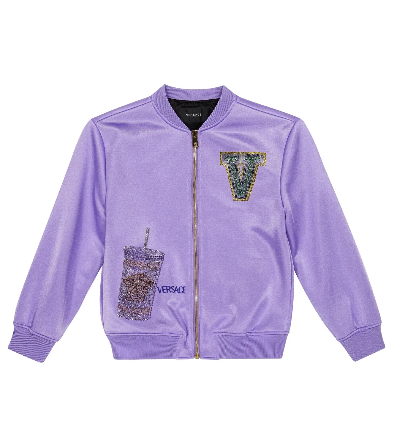 Куртка-бомбер с вышивкой Versace Kids, фиолетовый