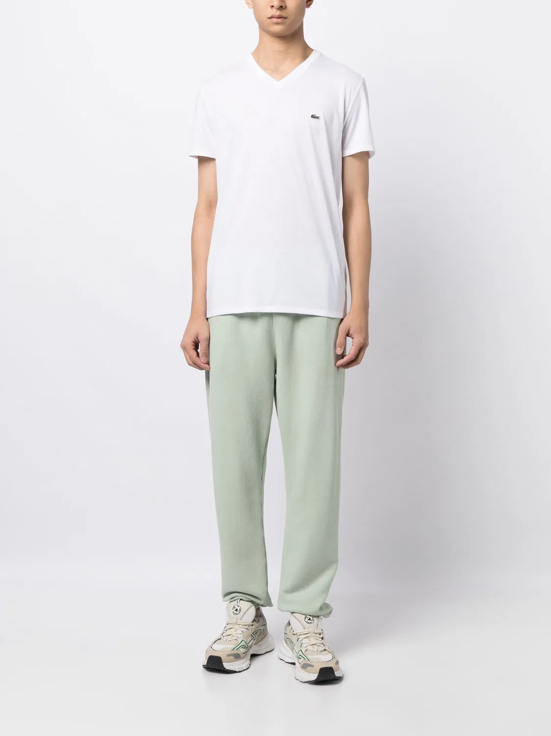 Футболка с V-образным вырезом и логотипом Lacoste, белый — фото 4