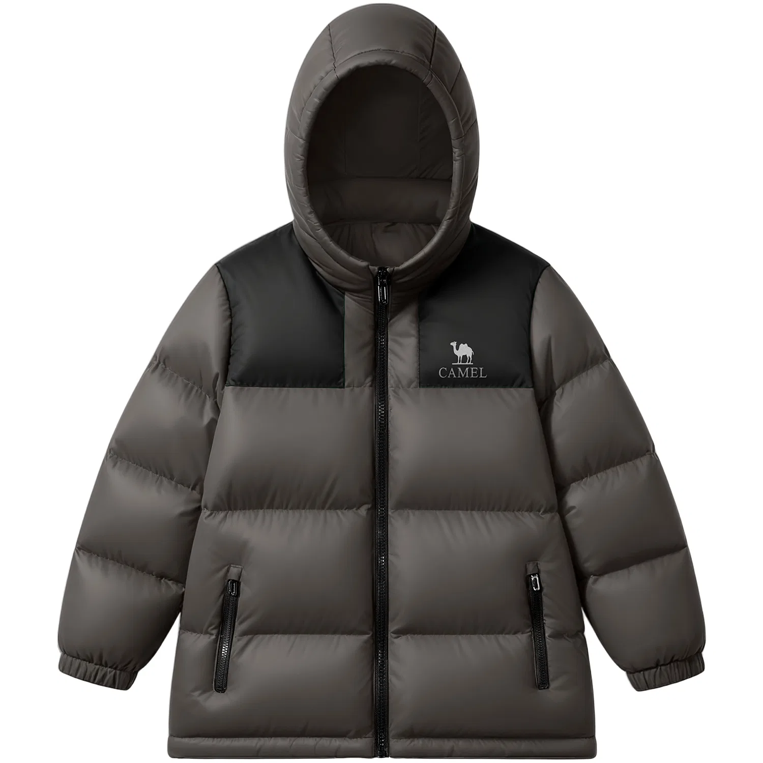 Детское пуховое пальто с капюшоном CAMEL, Hui Guang Brown/Phantom Black