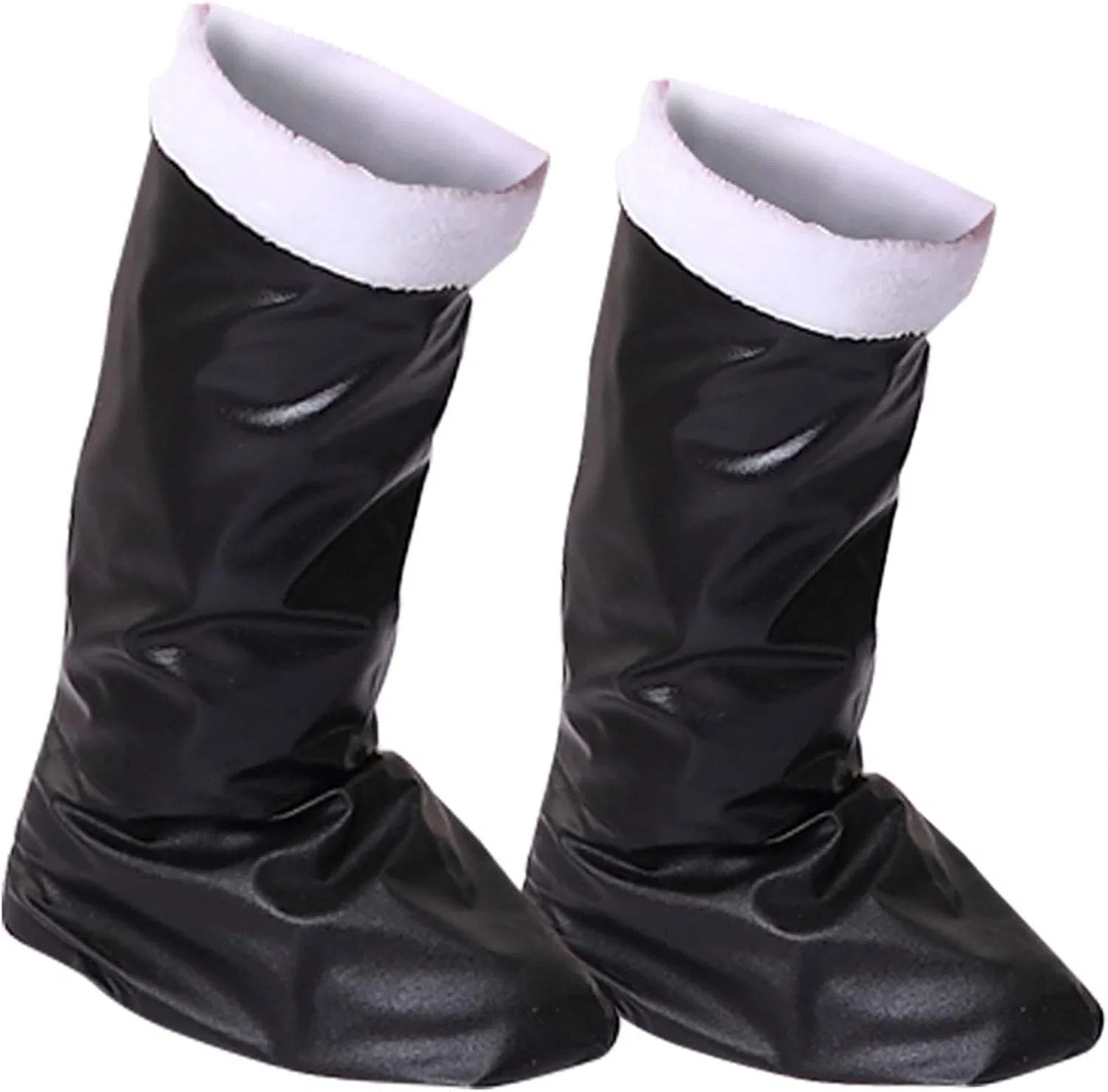 Детские сапоги с широким голенищем с белыми манжетами из плюша Santa Claus Black, Black