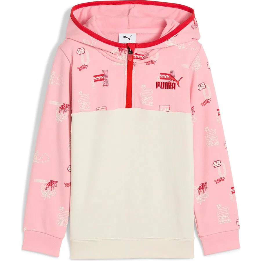Детский свитшот с капюшоном Little Runners Half-Zip Puma, Бежевый/Темно-синий — фото 4