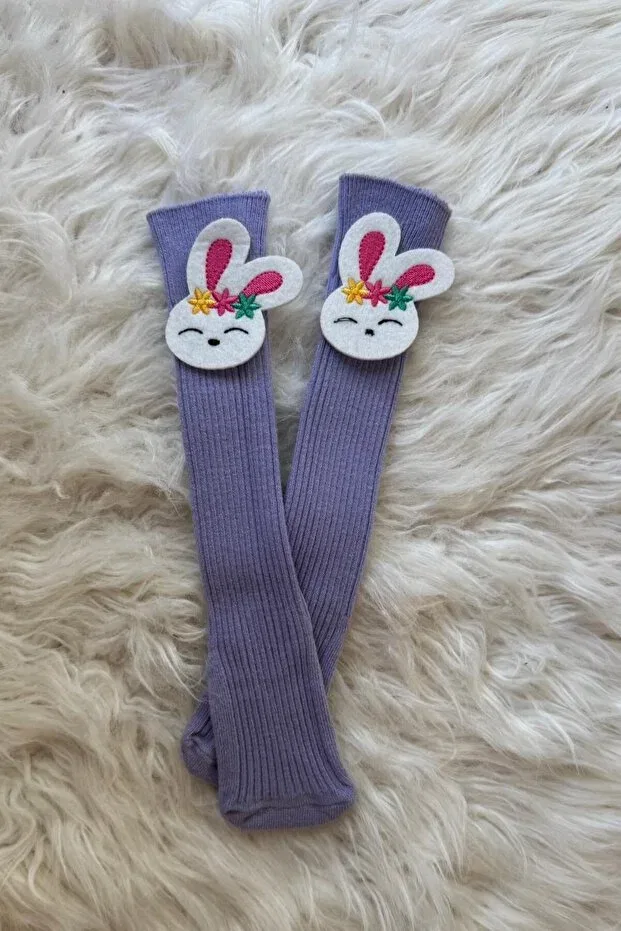 Детские носки хлопковые Cute figured cotton ribbed baby/children's socks Al Ver Gülüm, Purple Rabbit