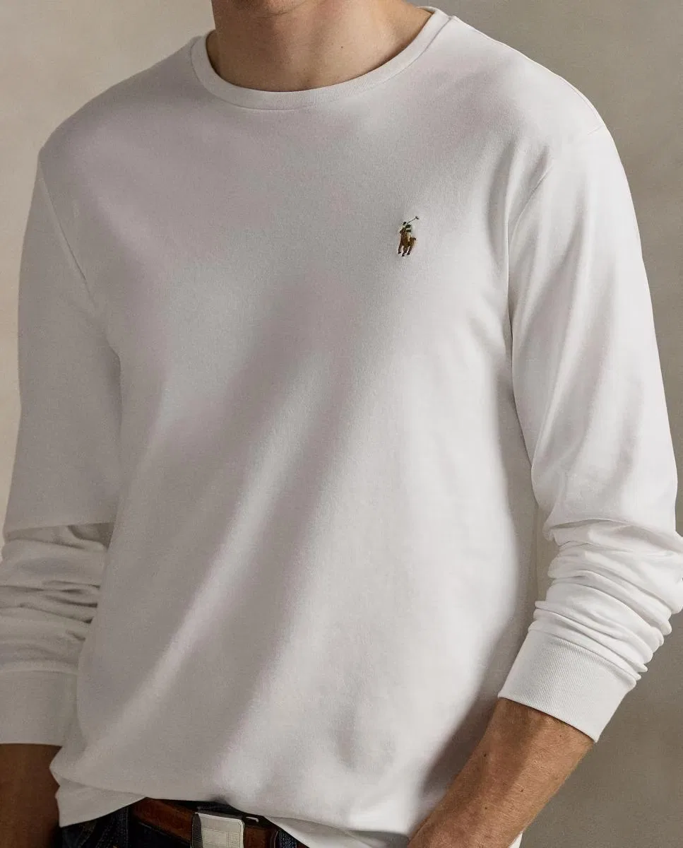 Мужская футболка из хлопка, Azul Marino, Polo Ralph Lauren, белый — фото 3