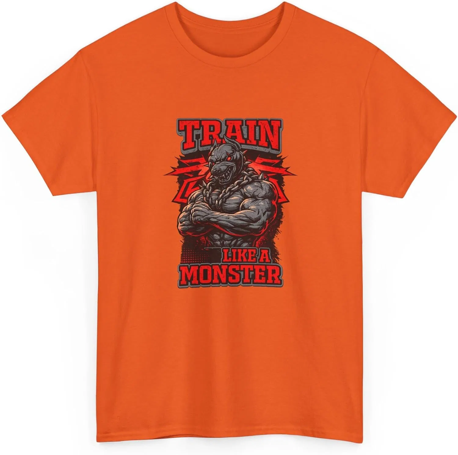 Футболка с принтом TRAIN LIKE A MONSTER Gildan 5000, Orange — фото 4