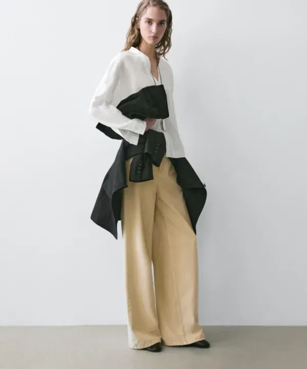 Рубашка из льна с отложным воротником, Massimo Dutti — фото 2