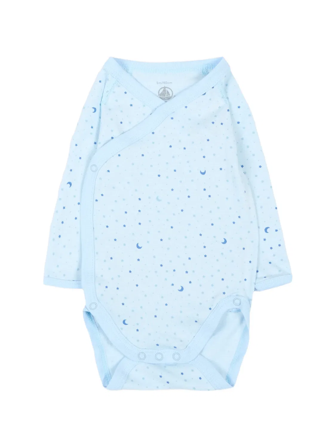 Комплект из трех боди с запахом Petit Bateau, синий — фото 2