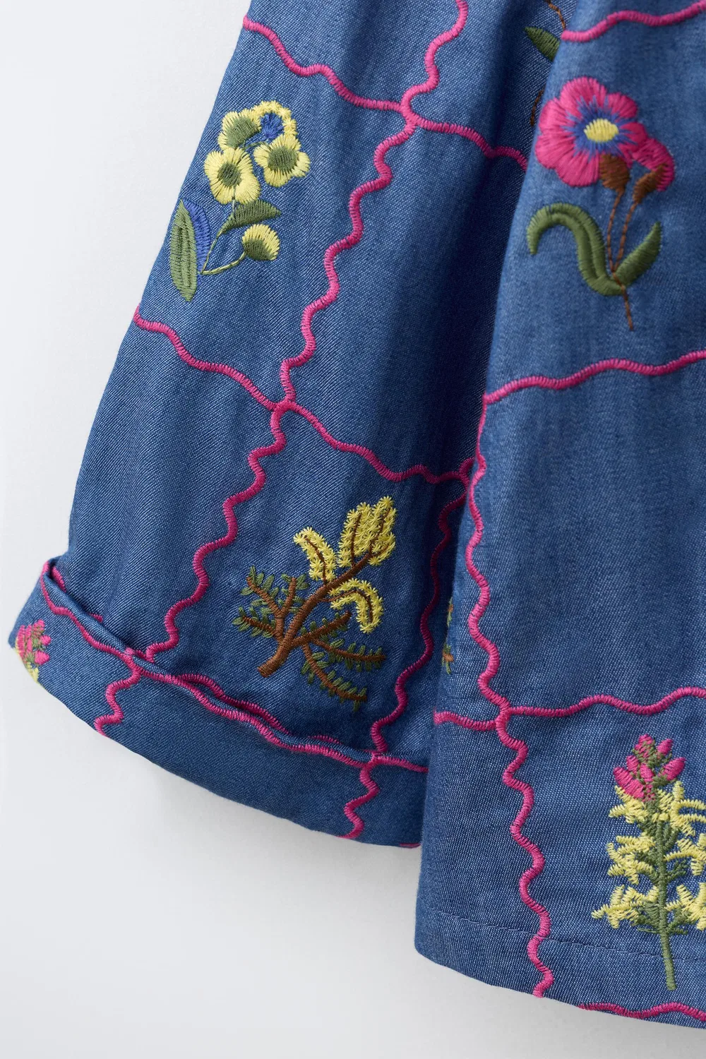 Рубашка с вышивкой ZARA, Indigo — фото 4