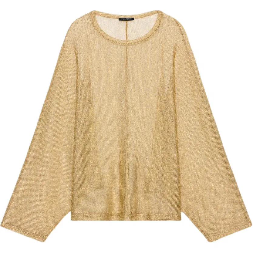 Женский тонкий свитер с круглым вырезом Gold ZARA, Gold
