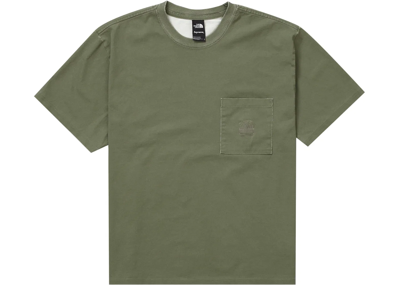 Мужская футболка с принтом Supreme The North Face Pigment Printed Pocket Tee, Olive