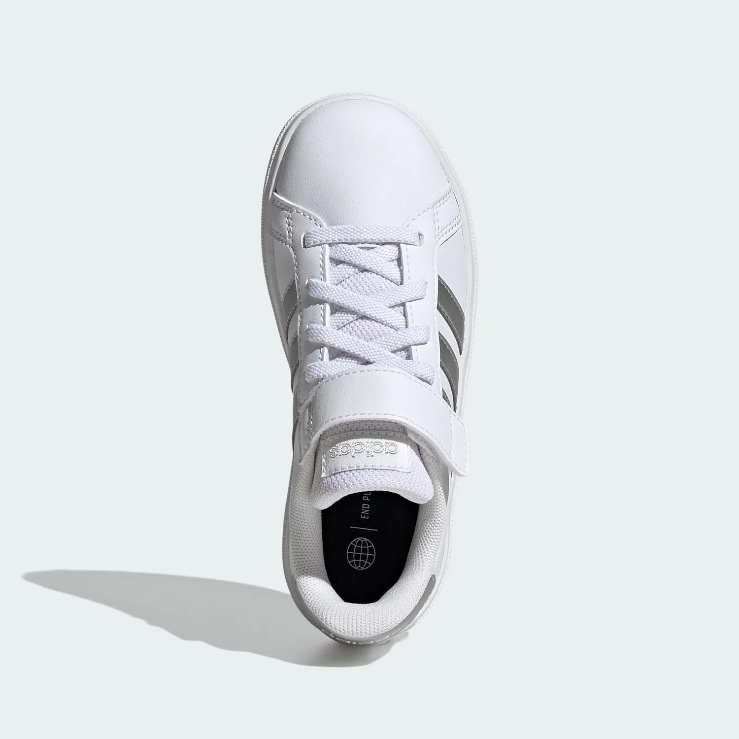 Детские кроссовки для мальчиков с цельной подошвой Grand Court 2.0 Adidas, White Ftwr White Matte Silver Matte Silver — фото 3