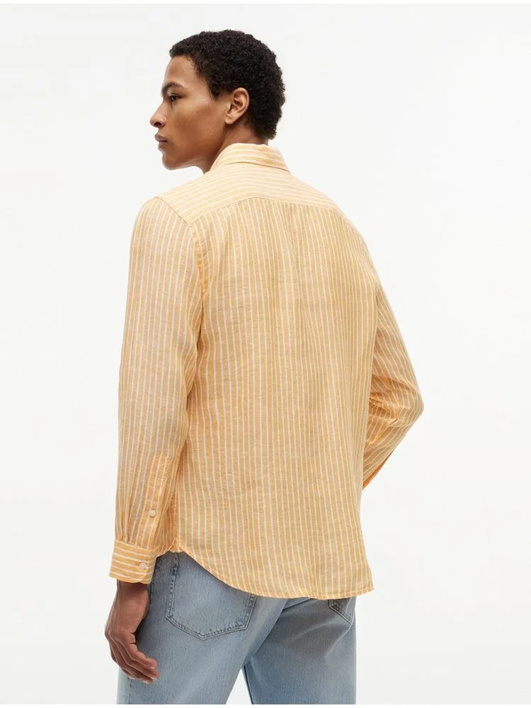 Рубашка с длинным рукавом из льна, Bengal Stripe TOMMY HILFIGER, Bronze — фото 3