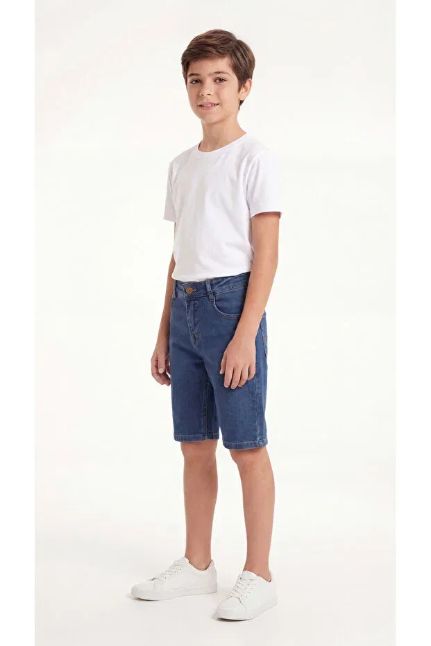 Детские шорты для мальчиков джинсовые Basic boy's denim shorts Mışıl Kids, Navy Blue — фото 2