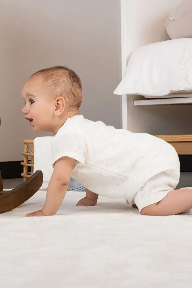 Детский комбинезон для девочек хлопковый Little Gusto, Ecru — фото 3