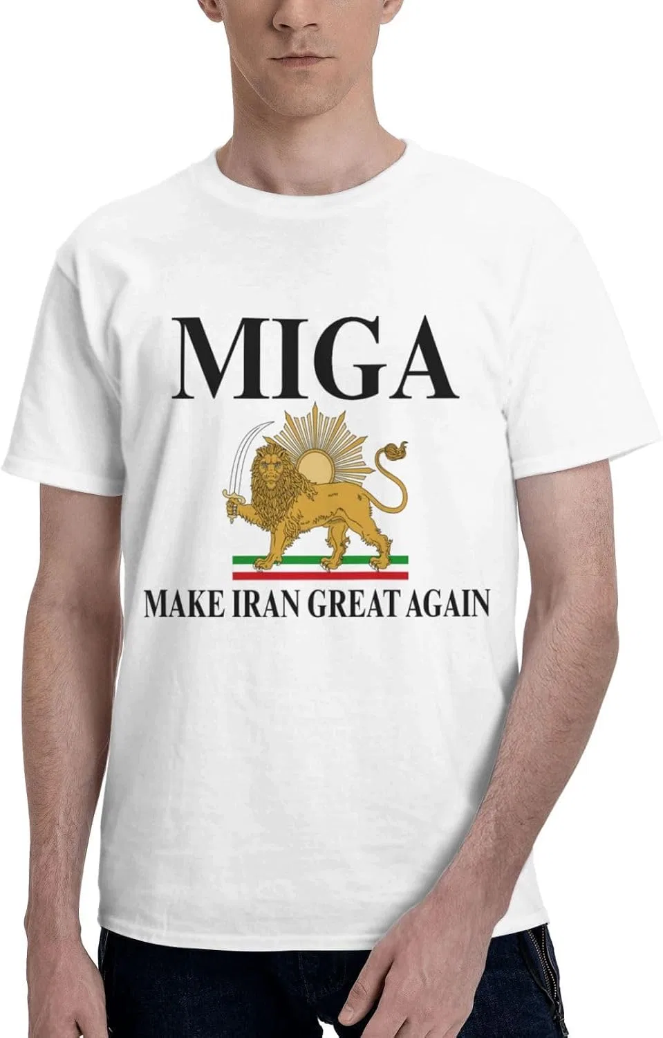 Мужская классическая футболка Make Iran Great Again, White — фото 2