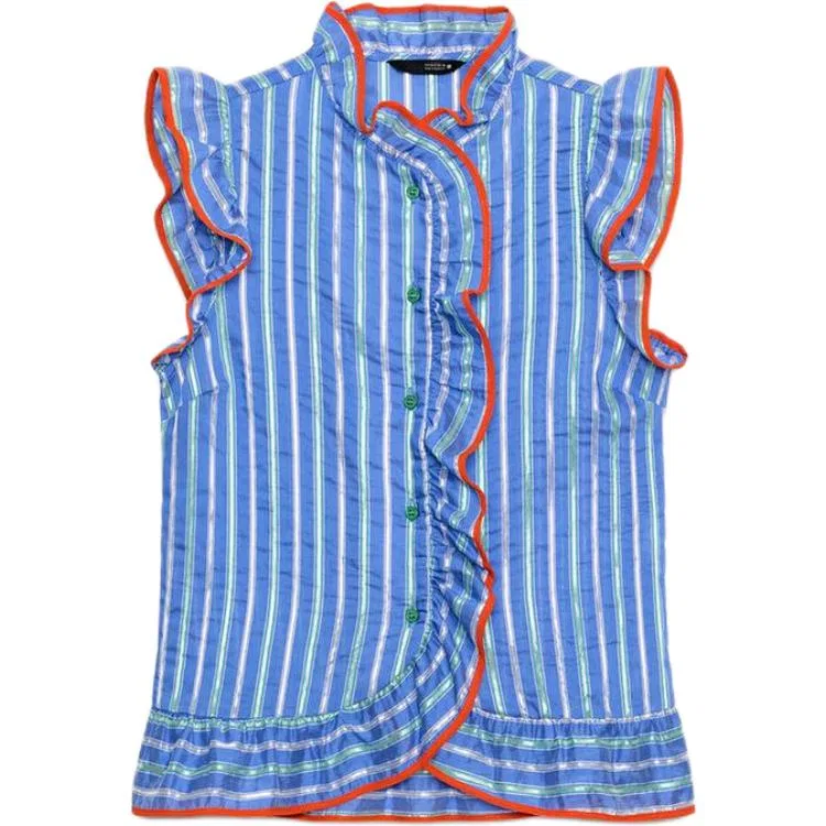 Женская рубашка с воротником-стойкой Blue ZARA, Blue