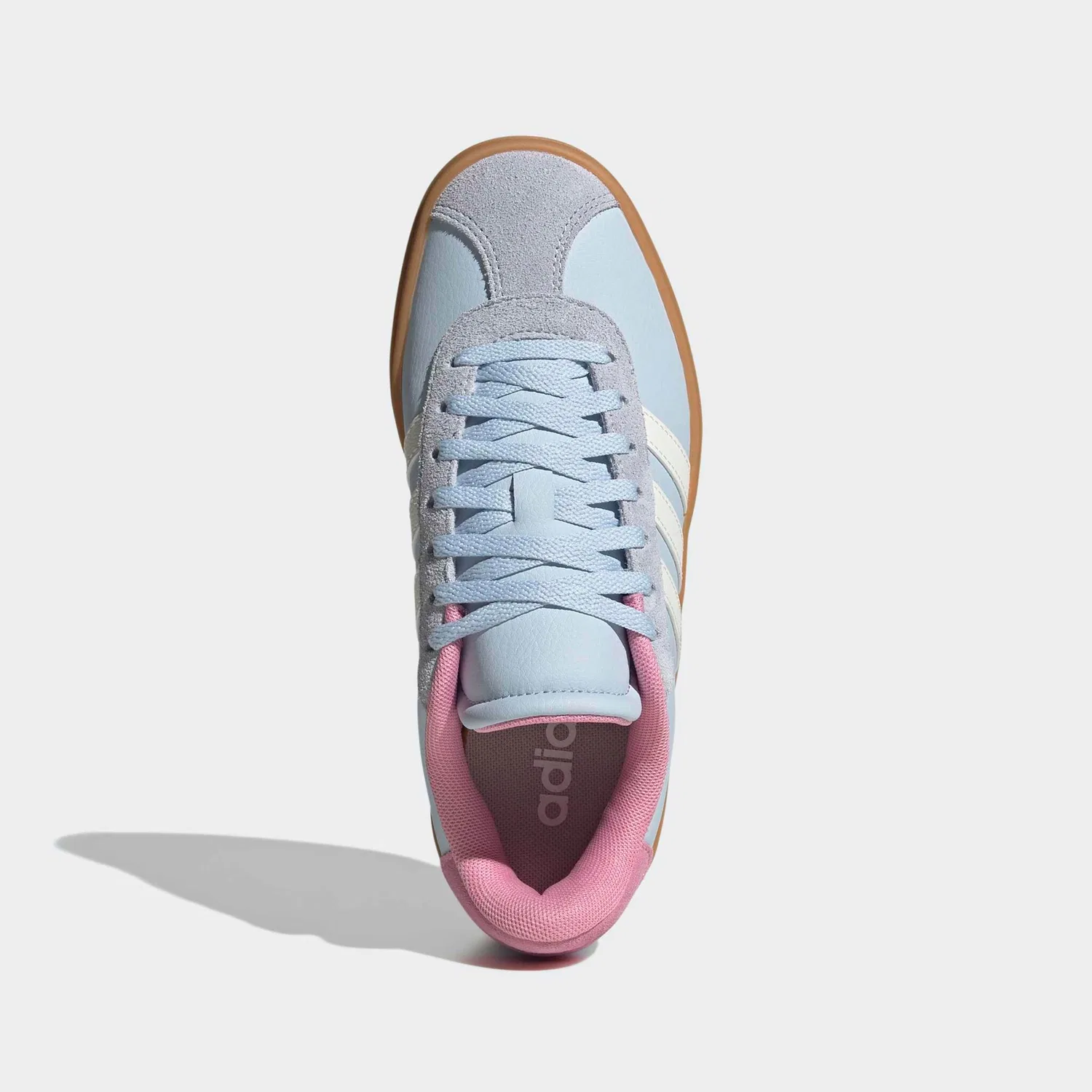 Детские кожаные кроссовки на платформе VL Court Bold Adidas Sportswear, Crystal Sky/Core White/St Tropic Bloom — фото 4