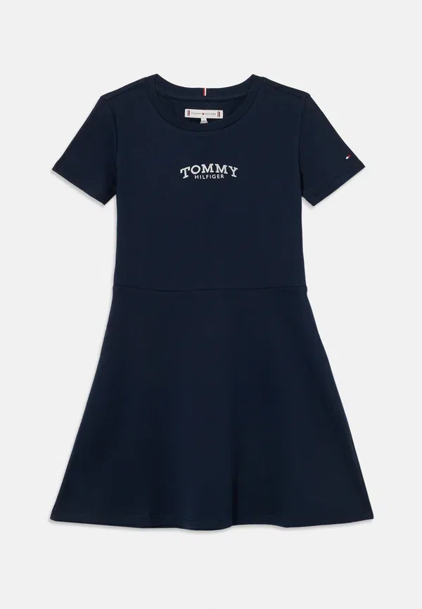 Платье из джерси с принтом Essential Logo Slim Skater Dress Tommy Hilfiger, Dark Night темно-синий
