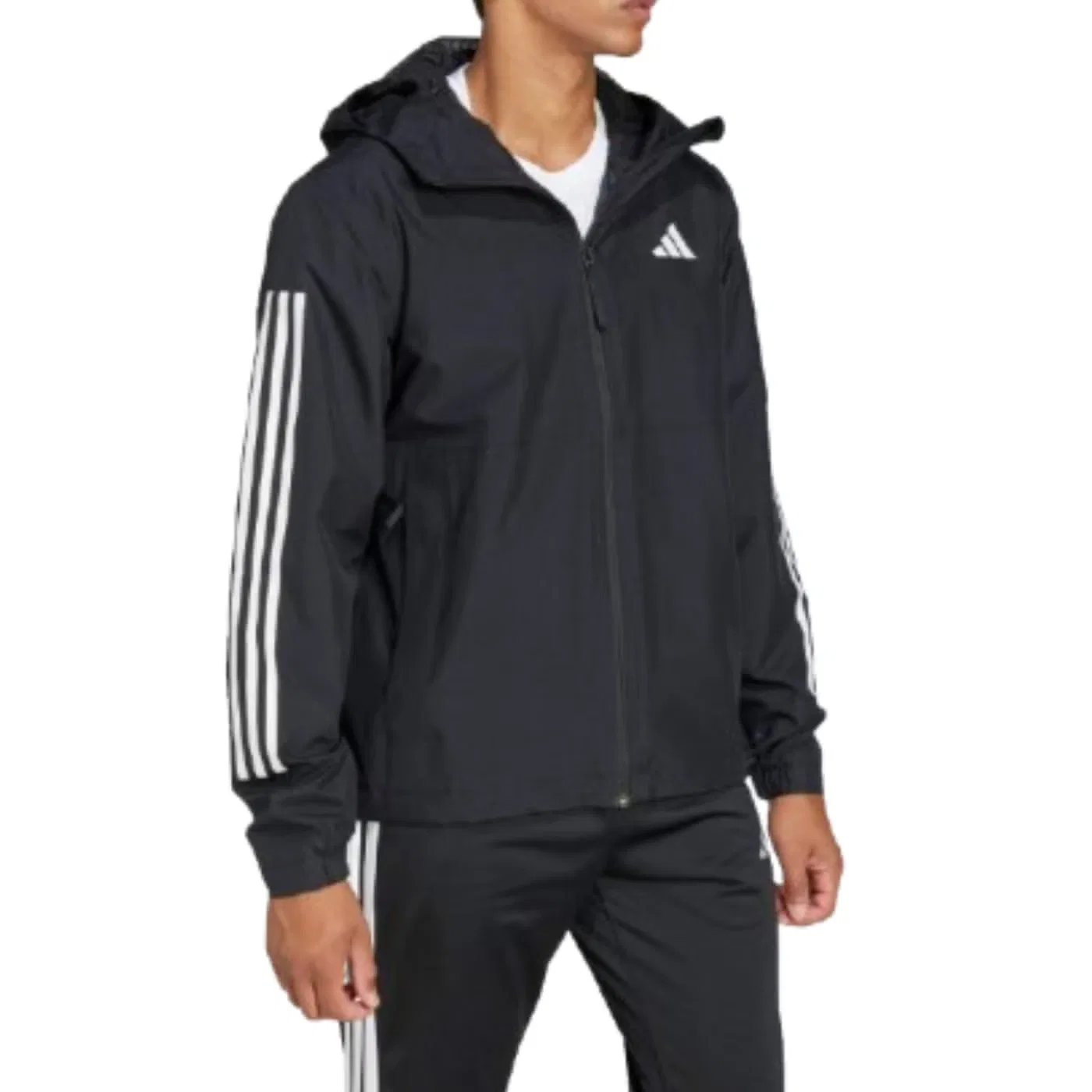 Куртка водоотталкивающая с капюшоном Essentials 3-Stripes Adidas, черный — фото 2