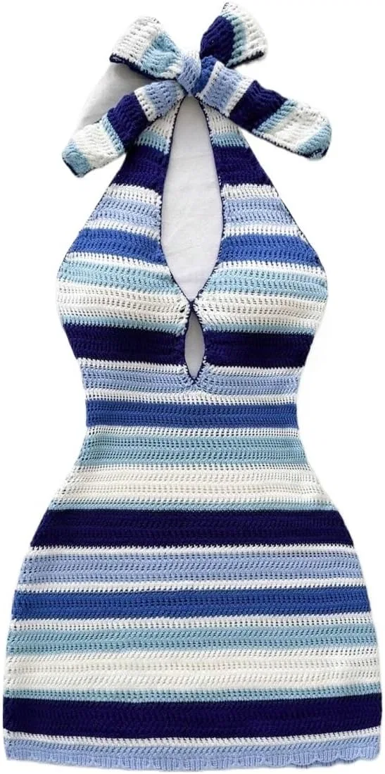 Женское облегающее мини-платье в полоску Huhuidong, Multicolor