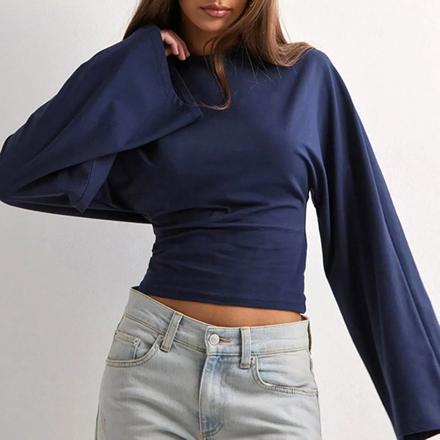 Женская футболка с утяжкой на талии Henley Shirt, Dark Blue — фото 3