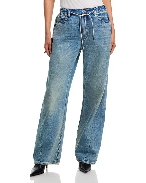 Женские джинсы с завышенной талией Balloon Mid Rise Wide Leg Jeans Alexander Wang, Tinted Medium Indigo
