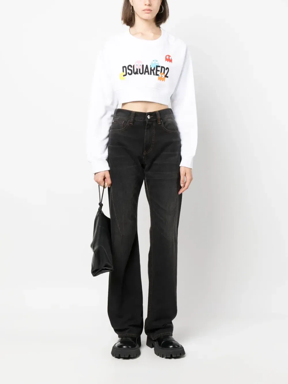 Укороченная толстовка с логотипом Dsquared2, белый — фото 2