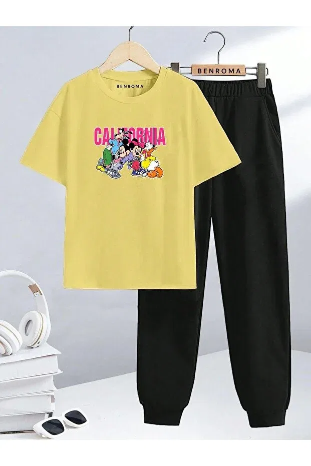 Детский спортивный костюм для девочек с графическим принтом Basics Benroma, Yellow