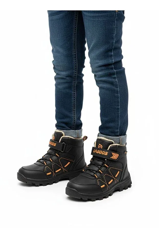 Детские ботинки для мальчиков и девочек с принтом Lagoos Sport, Orange-Black — фото 4