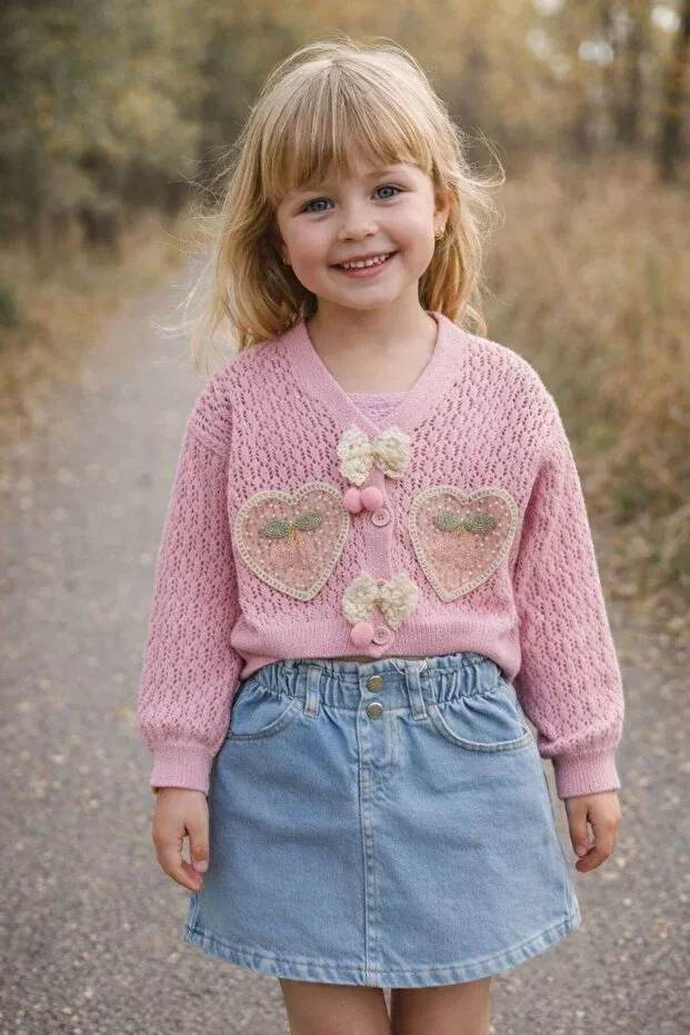 Детский кардиган с V-образным вырезом Miniminnakkidswear, Pink