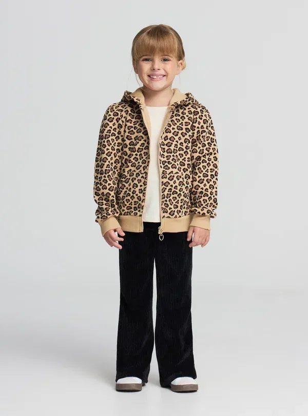 Толстовка на молнии с капюшоном Animal print Fantasia Terranova, Beige, бежевый