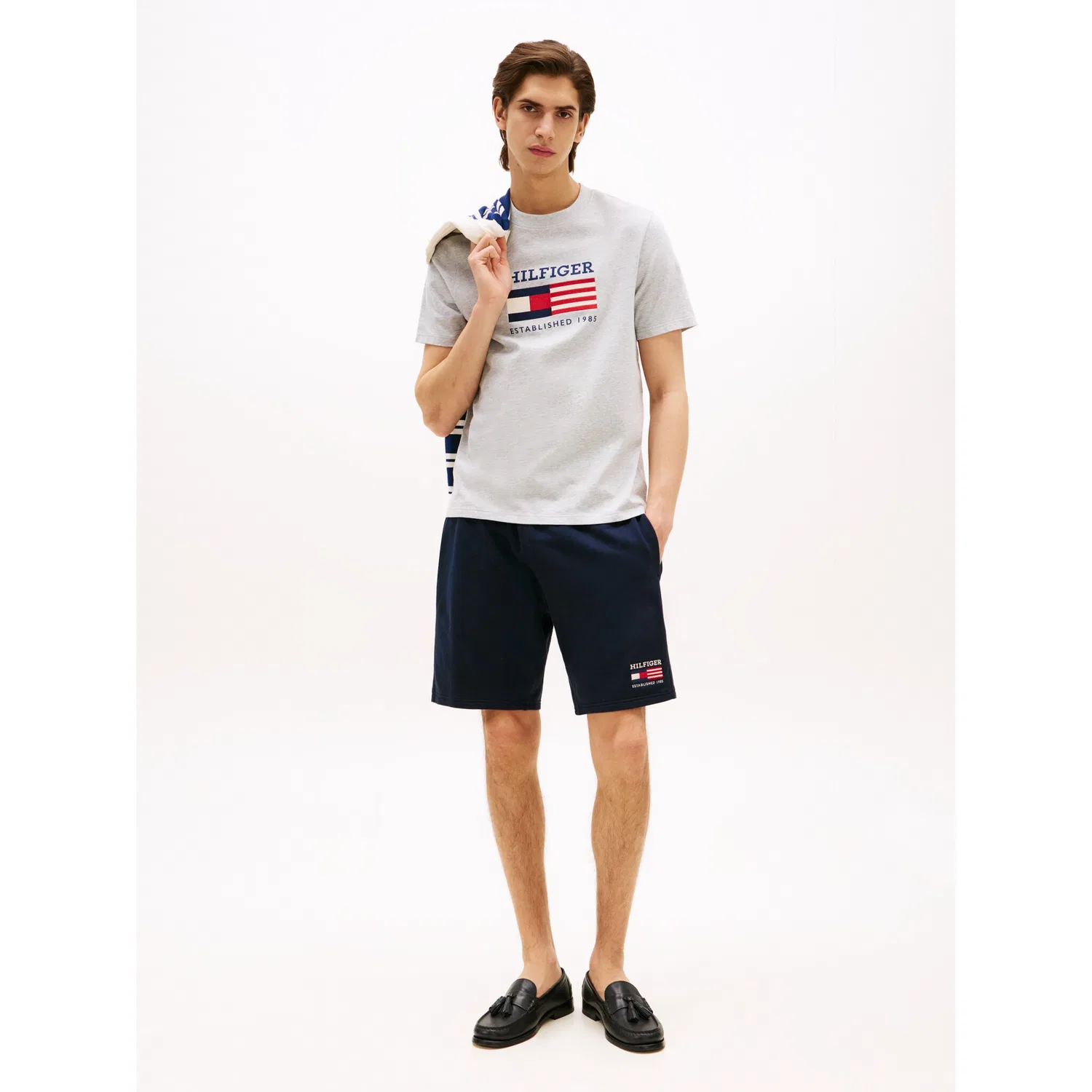 Мужская футболка с вышивкой Americana Monotype Flag Box Tommy Hilfiger, Light Grey Heather — фото 2