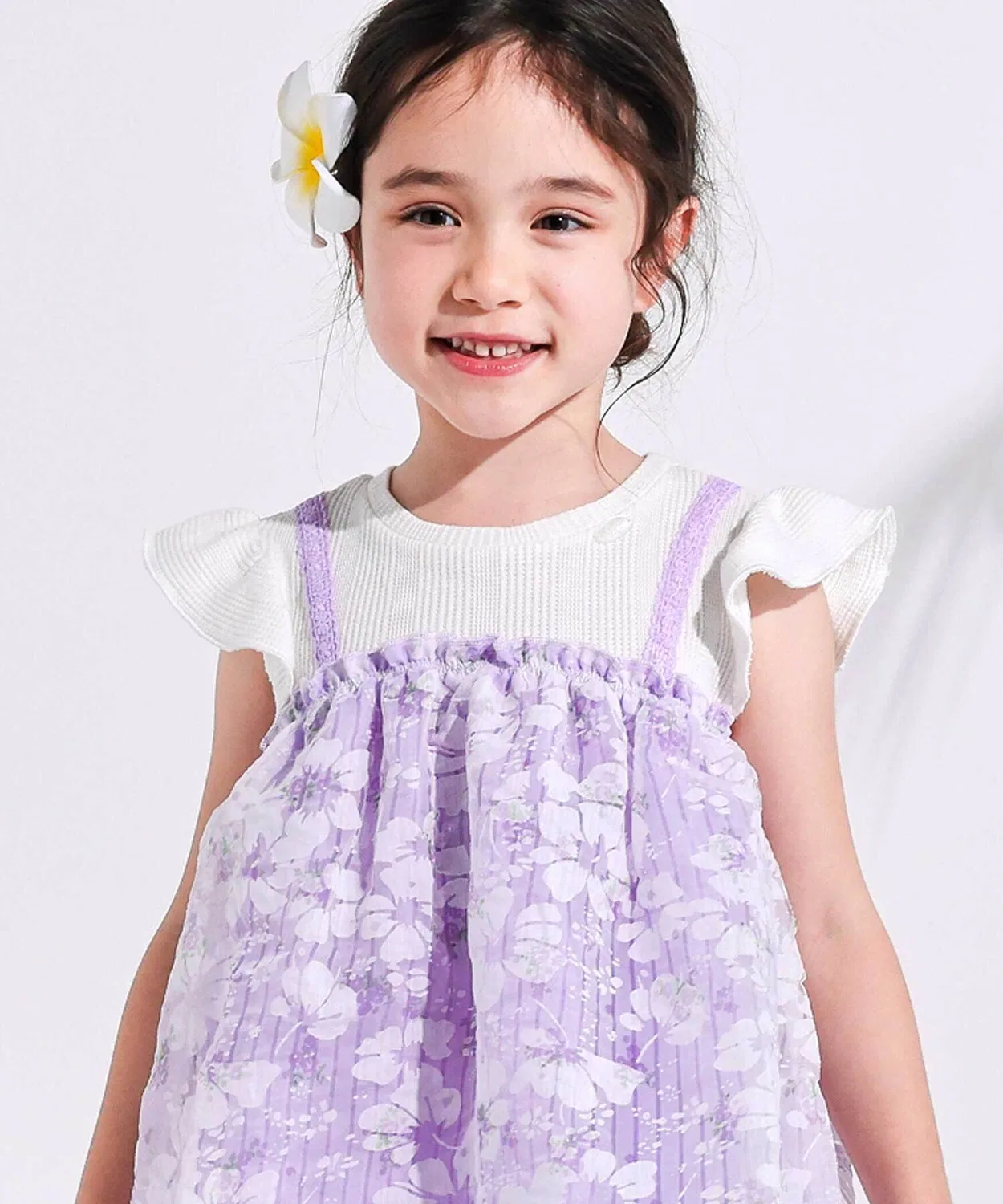 Детское платье для девочек с принтом Hibiscus All-Over Bisque Dress SLAP SLIP, Pink — фото 4