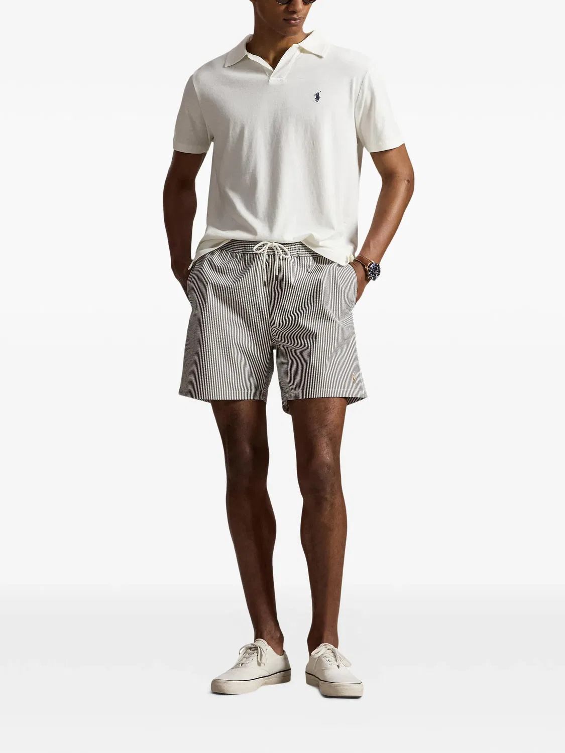 Шорты для плавания из сеерсакера, коричневые Polo Ralph Lauren, коричневый — фото 2