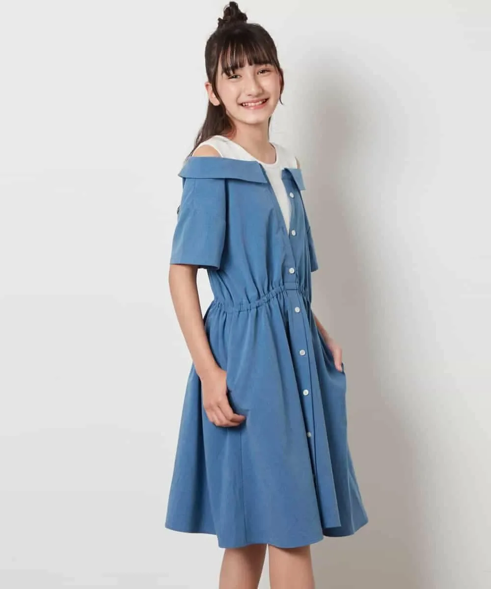 Многослойное платье с открытыми плечами Avv, цвет Light Blue