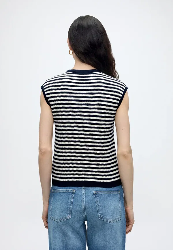 Топ с декоративными пуговицами Gold button top Tommy Hilfiger ivory petal/dark navy stripe, темно-синий — фото 3