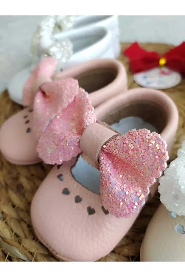 Детские кожаные ботиночки-лоферы для девочек Princess model Minibiri, Pink — фото 2