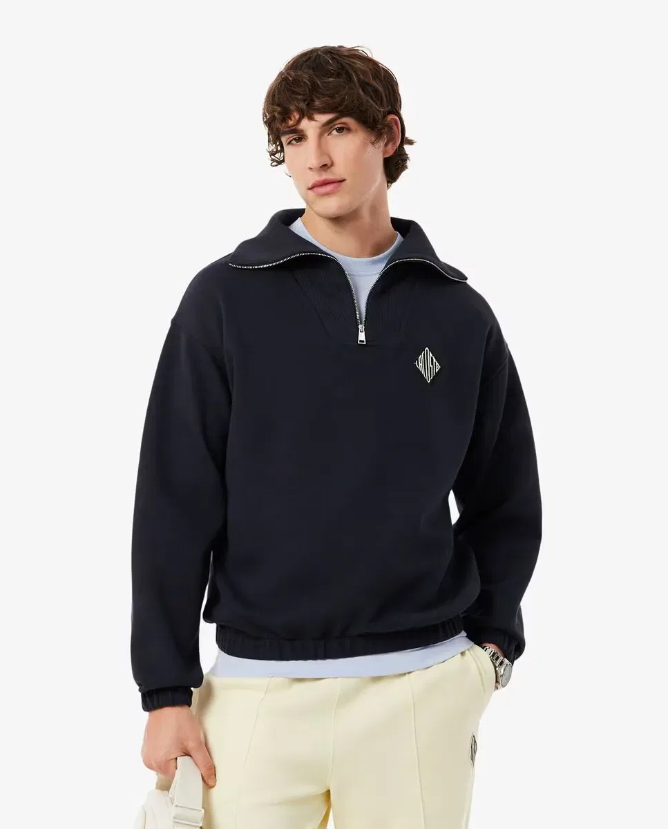 Мужская свитшот-пике с воротником на молнии Lacoste, Negro