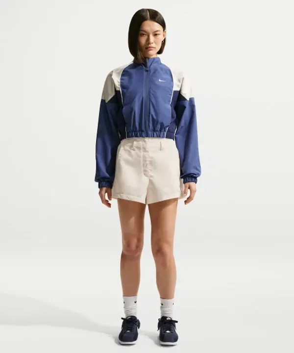 Шорты спортивные высокие атласные, Nike, мел