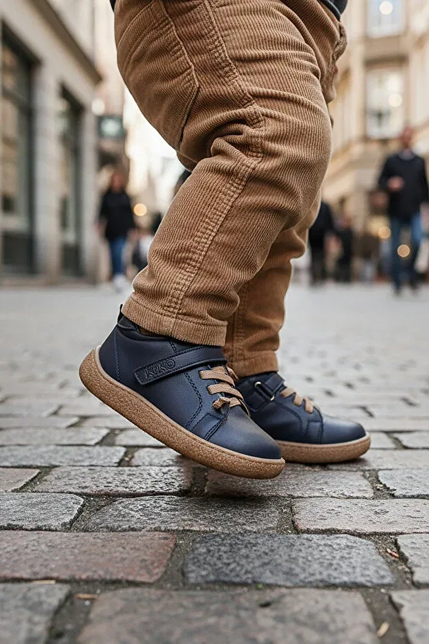 Детские спортивные туфли для девочек кожаные Arad Kiko Kids, Navy Blue — фото 4
