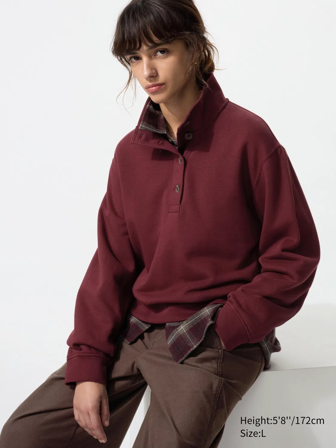 Толстовка Uniqlo, на пуговицах, бордовый