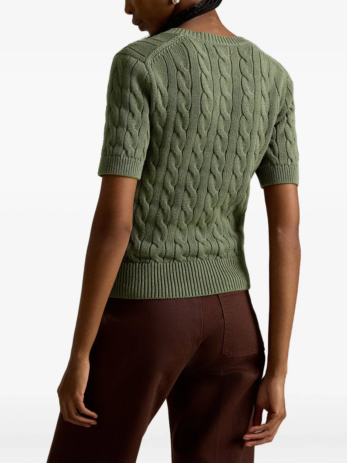 Polo Ralph Lauren Кардиган в косах хлопковый зеленый — фото 2