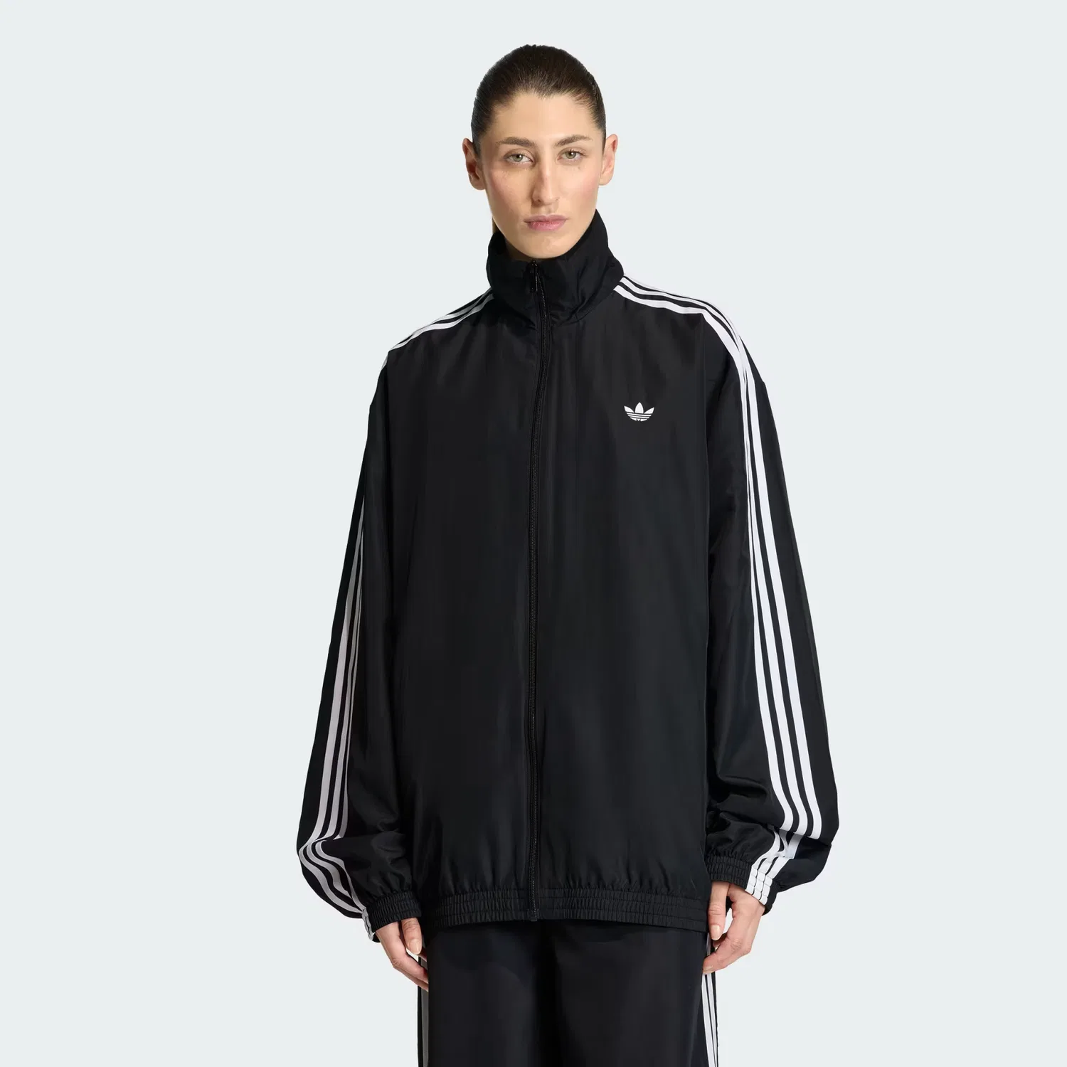Женская олимпийка на молнии со стойким воротником Firebird Adilenium Adidas Originals, черный/белый