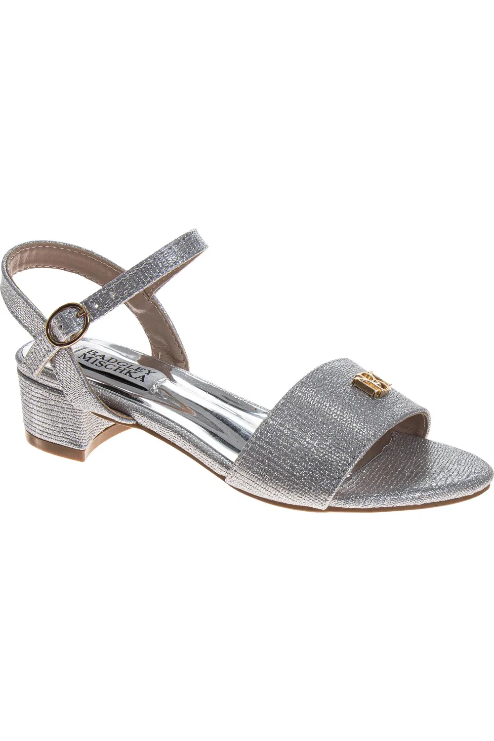 Детские босоножки нарядные с открытым носом Badgley Mischka, Silver