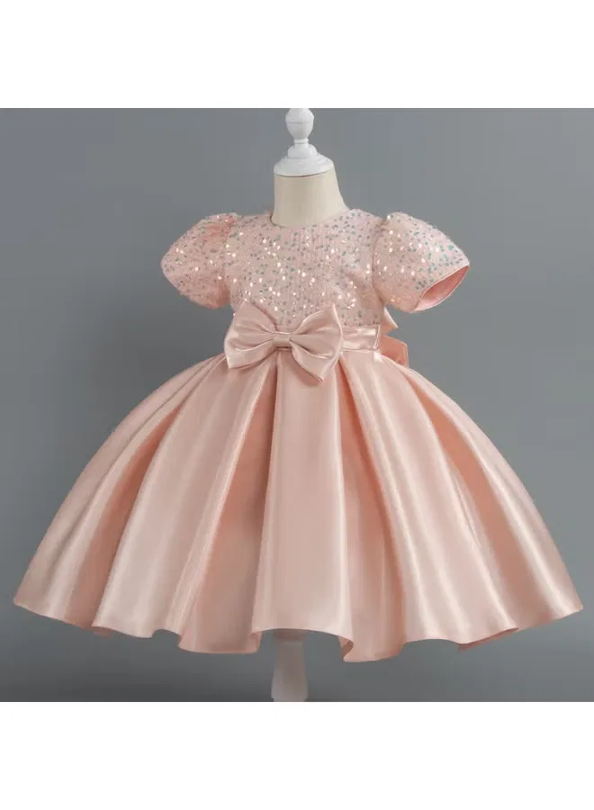 Платье с коротким рукавом и пайетками, Best Gift Fashion, розовый