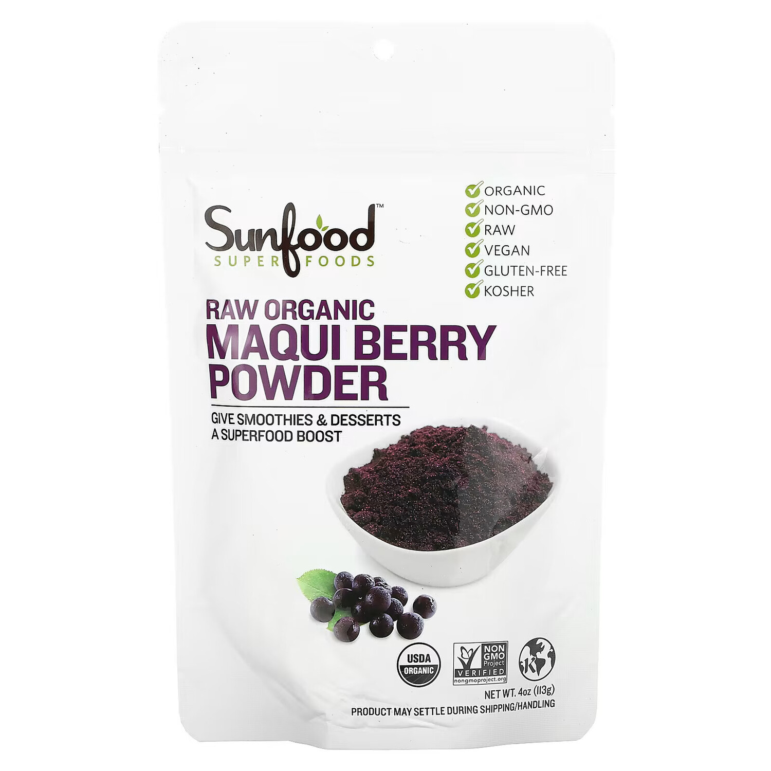 

Sunfood, Superfoods, порошок из необработанных органических ягод маки, 113 г (4 унции)